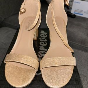 Champagne glitter 2” block heels women’s size 7